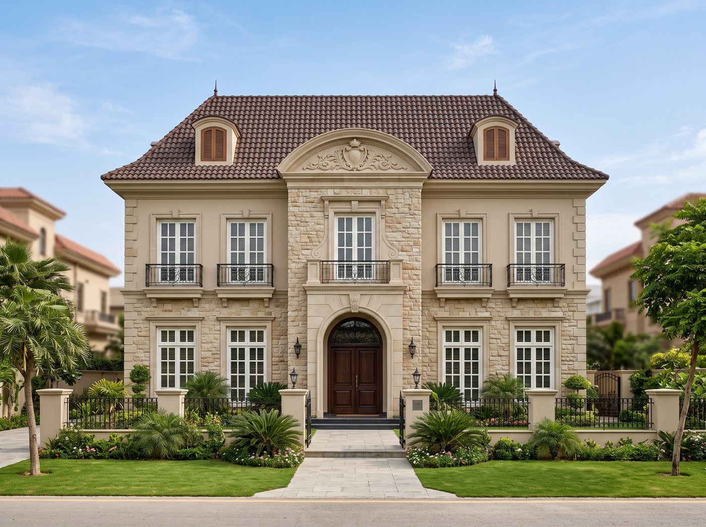 French / Colonial house front elevation in DHA Lahore — Abdul's Venture, DHA Lahore